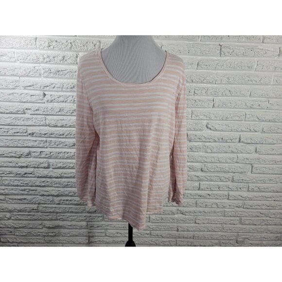 Chicos Women Top 3 Standard Extra Large Roll Tab Sleeve Cotton Blend STR22XE - Picture 1 of 9